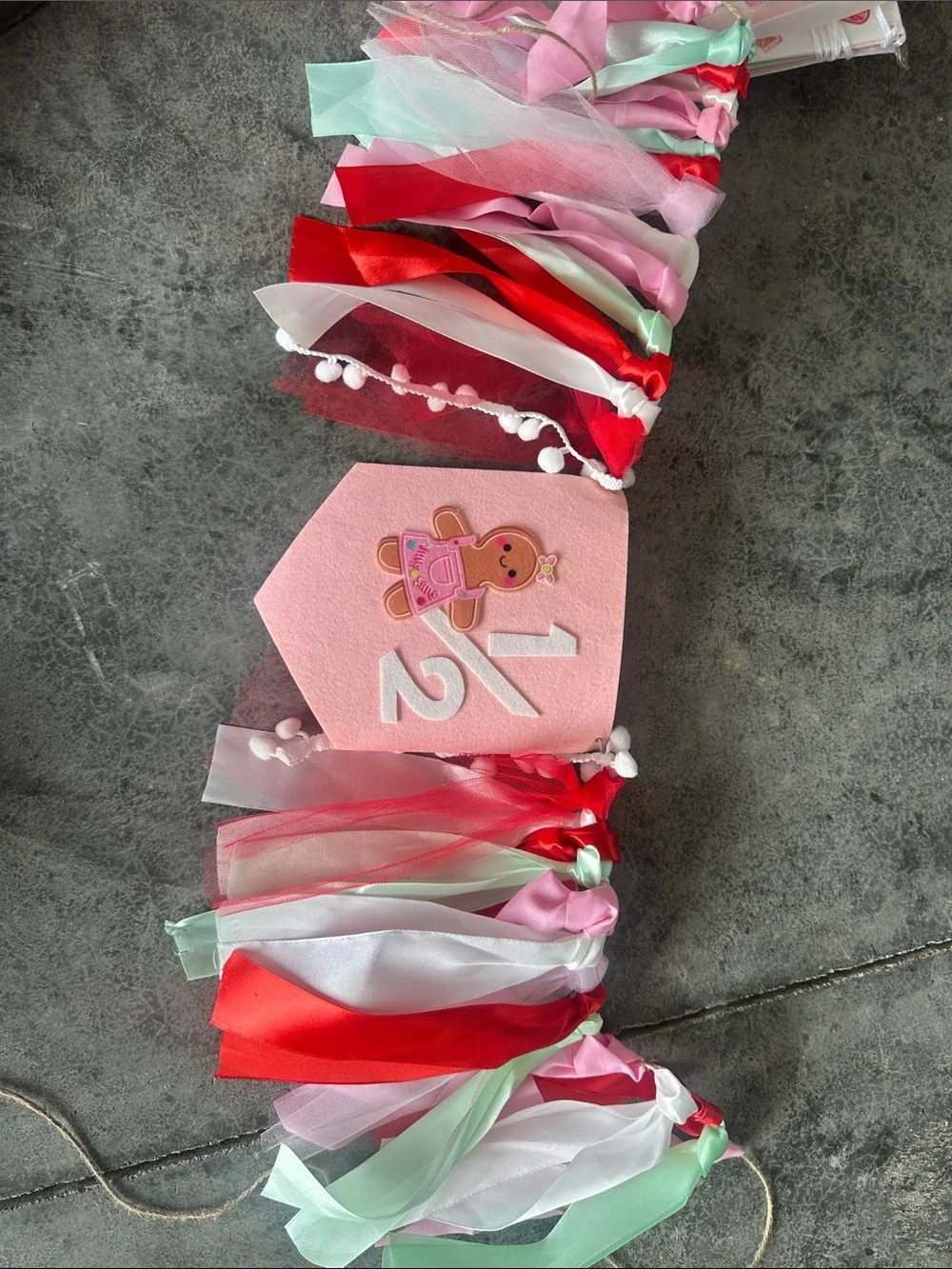 Gingerbread 1/2 Birthday Party Hat, Crib and Banner Set - Pink, Red & Green